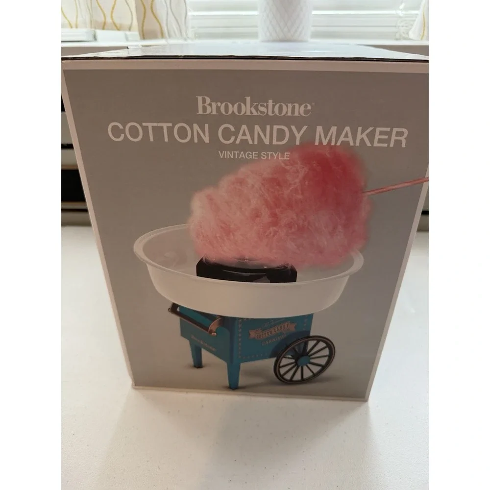 Brookstone Cotton Candy Machine Vintage Style Old Fashion Carnival Design Blue